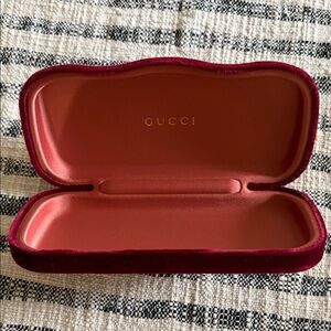Gucci Velvet Eyeglass Case in Burgundy with Red Interior